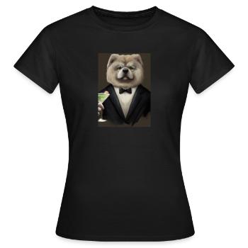 Chow Chow Anzug Martini - Frauen T-Shirt - Schwarz - Vorne - AI Model Female 172 dark (172cm)