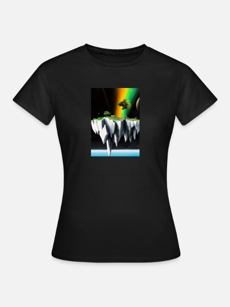 Flying Island Outer Space - Frauen T-Shirt - Schwarz