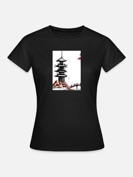 Japanische Turmbrücke - Frauen T-Shirt - Schwarz