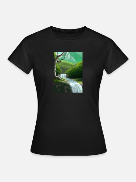 Forest River Wasserfall - Frauen T-Shirt - Schwarz