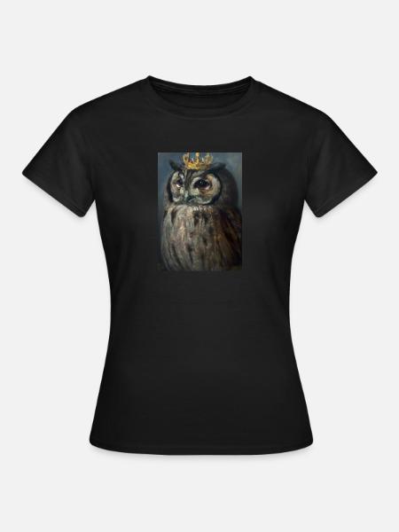 Eule mit Krone - Frauen T-Shirt - Schwarz