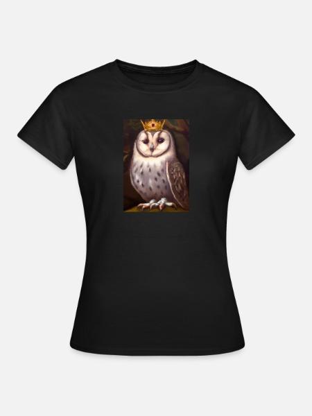 Eule mit Krone - Frauen T-Shirt - Schwarz