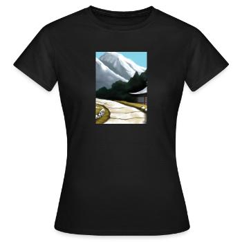 Pfad zu einem Berg - Frauen T-Shirt - Schwarz - Vorne - AI Model Female 172 dark (172cm)