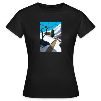 Pfad zu einem Berg - Frauen T-Shirt - Schwarz - Vorne - AI Model Female 172 dark (172cm)