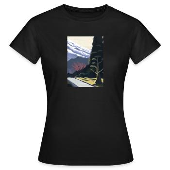 Pfad zu einem Berg - Frauen T-Shirt - Schwarz - Vorne - AI Model Female 172 dark (172cm)