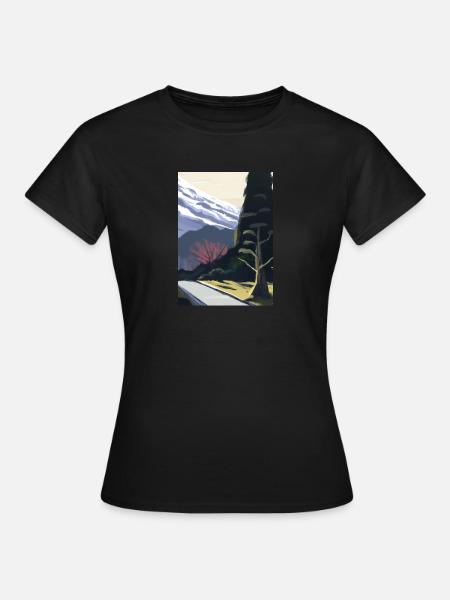 Pfad zu einem Berg - Frauen T-Shirt - Schwarz