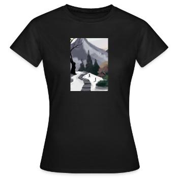 Pfad zu einem Berg - Frauen T-Shirt - Schwarz - Vorne - AI Model Female 172 dark (172cm)