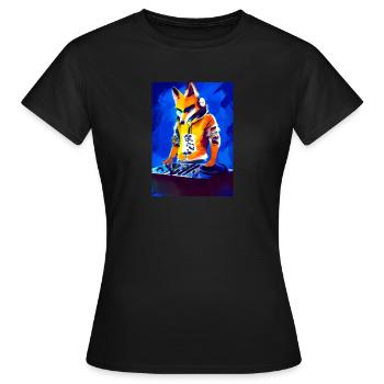 Fox am DJ-Pult - Frauen T-Shirt - Schwarz - Vorne - AI Model Female 172 dark (172cm)