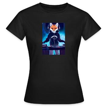 Fox am DJ-Pult - Frauen T-Shirt - Schwarz - Vorne - AI Model Female 172 dark (172cm)