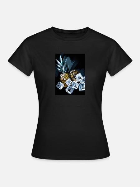 Ananas und Eiswürfel - Frauen T-Shirt - Schwarz