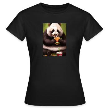 Panda isst Fast Food - Frauen T-Shirt - Schwarz - Vorne - AI Model Female 172 dark (172cm)