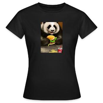 Panda isst Fast Food - Frauen T-Shirt - Schwarz - Vorne - AI Model Female 172 dark (172cm)