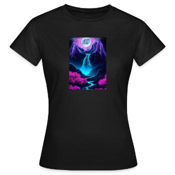 Mystischer Wasserfall - Frauen T-Shirt - Schwarz - Vorne - AI Model Female 172 dark (172cm)