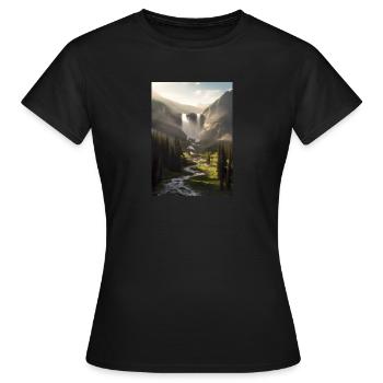 Wasserfall in der Natur - Frauen T-Shirt - Schwarz - Vorne - AI Model Female 172 dark (172cm)