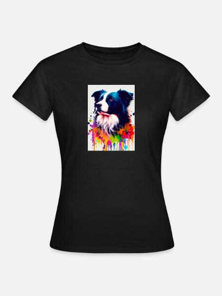 Bunter Border Collie - Frauen T-Shirt - Schwarz