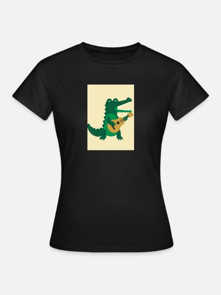 Krokodil spielt Gitarre - Frauen T-Shirt - Schwarz