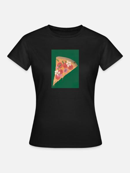 Blümchen-Pizza - Frauen T-Shirt - Schwarz