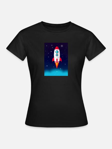 Fliegende Weltraumrakete - Frauen T-Shirt - Schwarz