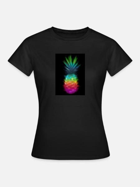 Regenbogen Ananas - Frauen T-Shirt - Schwarz