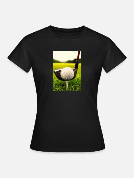 Golfball Abschlag - Frauen T-Shirt - Schwarz