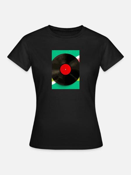 Retro Vinyl Platte Bunt - Frauen T-Shirt - Schwarz