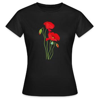 Mohn - Blumendesign - Frauen T-Shirt - Schwarz - Vorne - AI Model Female 172 dark (172cm)