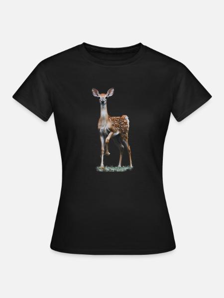 deer - Rehkitz - Frauen T-Shirt - Schwarz