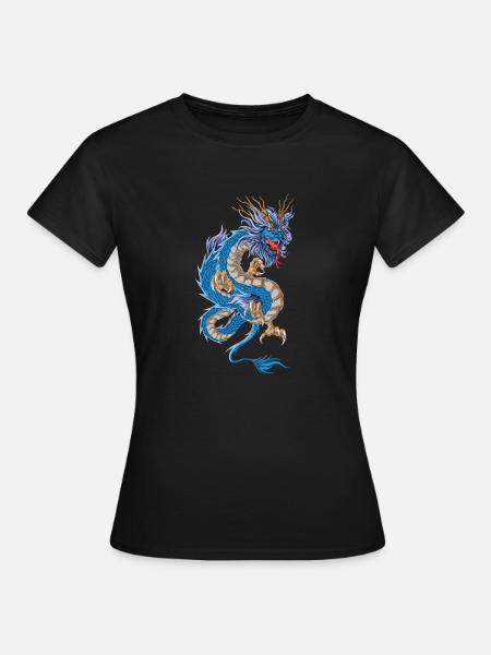 Blauer Drache asiatisch - Frauen T-Shirt - Schwarz