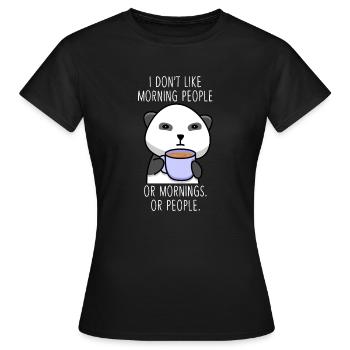 Moody Panda Morning People Coffee Tired - Women's T-Shirt - black - Front - AI Model Female 172 dark (172cm)