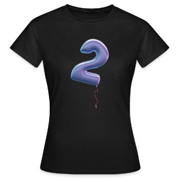 Zahl 2 als Ballon: Geburtstag, Jahrestag, Sieger - Frauen T-Shirt - Schwarz - Vorne - AI Model Female 172 dark (172cm)