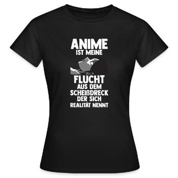 Anime ist meine Flucht - Frauen T-Shirt - Schwarz - Vorne - AI Model Female 172 dark (172cm)