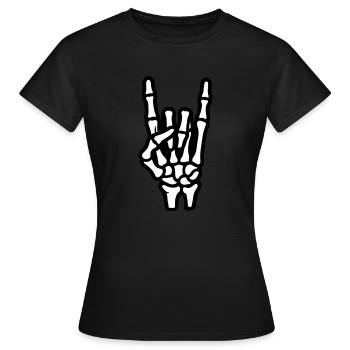 Signe de fête à la main squelette - T-shirt Femme - noir - Devant - AI Model Female 172 dark (172cm)