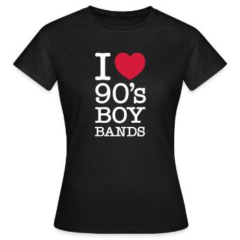 I Love 90's Boy Bands - Frauen T-Shirt - Schwarz - Vorne - AI Model Female 172 dark (172cm)