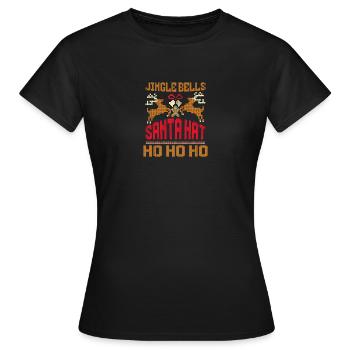 Christmas Santa's Here Jolly Elf Oh Oh Oh - Frauen T-Shirt - Schwarz - Vorne - AI Model Female 172 dark (172cm)