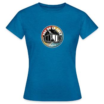 Skifahren Im Pas de la Casa Andorra - Frauen T-Shirt - Antikblaues Saphir meliert - Vorne - AI Model Female 172 dark (172cm)