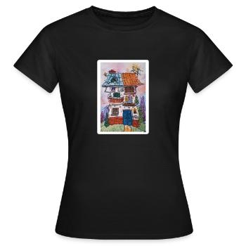 Aquarelle - Maison - T-shirt Femme - noir - Devant - AI Model Female 172 dark (172cm)