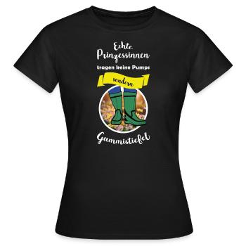 Prinzessinnen tragen Gummistiefel! - Frauen T-Shirt - Schwarz - Vorne - AI Model Female 172 dark (172cm)