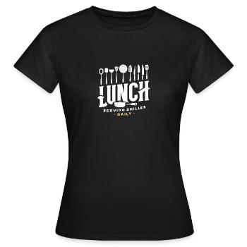 Mittagessen Täglich ein Lächeln servieren - Frauen T-Shirt - Schwarz - Vorne - AI Model Female 172 dark (172cm)