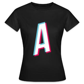A - lettre A - T-shirt Femme - noir - Devant - AI Model Female 172 dark (172cm)