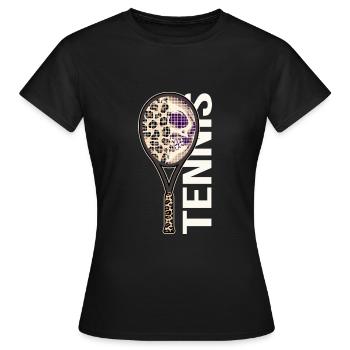Raquette de balle de match de tennis - T-shirt Femme - noir - Devant - AI Model Female 172 dark (172cm)