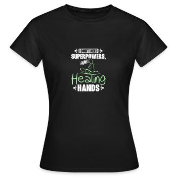 J’ai des mains guérisseuses Massothérapeute - T-shirt Femme - noir - Devant - AI Model Female 172 dark (172cm)