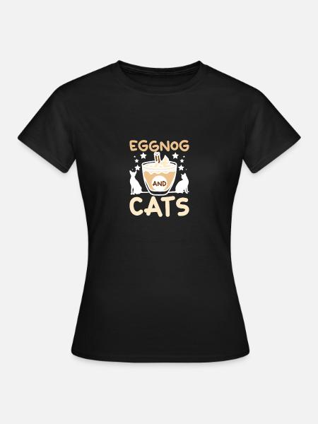Cat Owner Christmas Lover, Eggnot and cats - Frauen T-Shirt - Schwarz