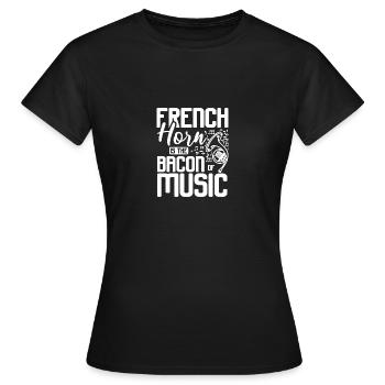 Le cor d’harmonie est le lard de la musique - T-shirt Femme - noir - Devant - AI Model Female 172 dark (172cm)