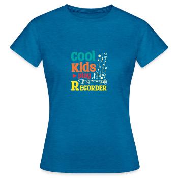 For children Cool kids play recorder - Women's T-Shirt - antique blue sapphire heather - Front - AI Model Female 172 dark (172cm)
