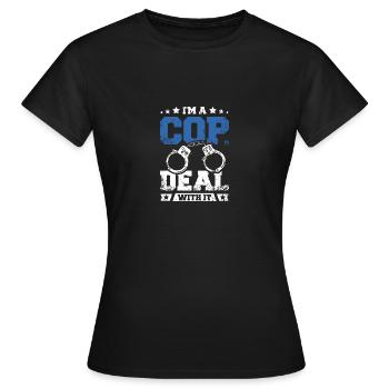 Policier, je suis un flic, je m’en occupe - T-shirt Femme - noir - Devant - AI Model Female 172 dark (172cm)