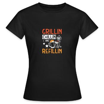 Grillin chillin et recharge Hayon - T-shirt Femme - noir - Devant - AI Model Female 172 dark (172cm)