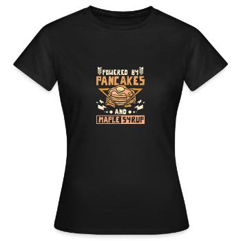 Alimenté par des crêpes et du sirop d’érable - T-shirt Femme - noir - Devant - AI Model Female 172 dark (172cm)