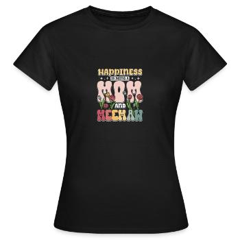 Groovy Flowers Le bonheur, c’est être un meemaw - T-shirt Femme - noir - Devant - AI Model Female 172 dark (172cm)