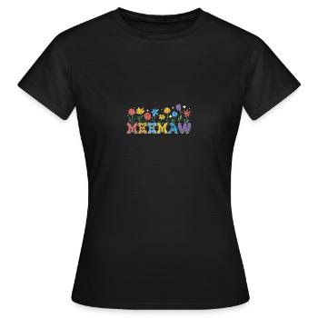 Fleurs Groovy Meemaw - T-shirt Femme - noir - Devant - AI Model Female 172 dark (172cm)