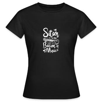 Le sitar est le lard de la musique - T-shirt Femme - noir - Devant - AI Model Female 172 dark (172cm)